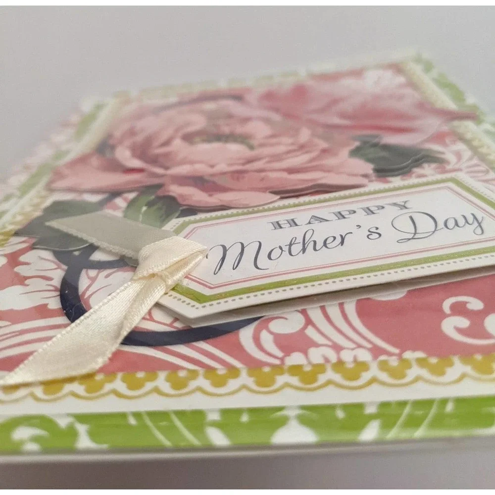 Anna Griffin Happy Mother's Day 3D Blush Pink Flower Rose Tag Greeting Card